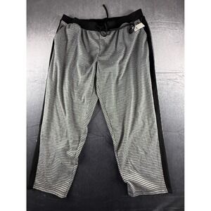 Lili Sport Womens 3X Houndstooth Jogger Pants Black White Side Stripe NWT